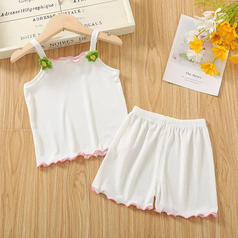 Girls Pink 2-Piece Summer Camisole Top Shorts Set - Image 4
