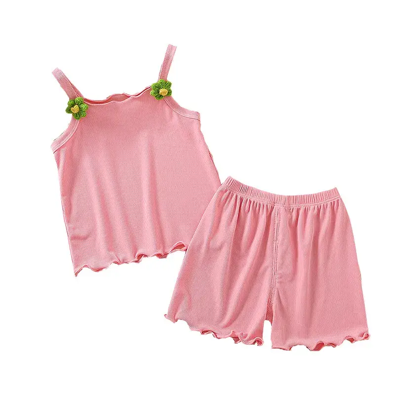 Girls Pink 2-Piece Summer Camisole Top Shorts Set - Image 6