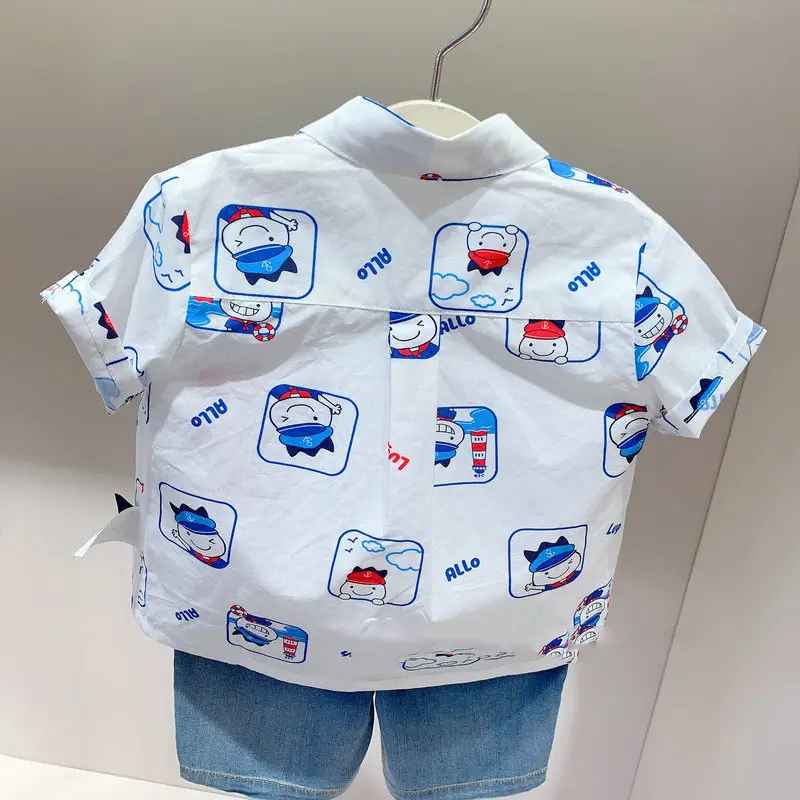 Kids Korean Style Collared White Shirt One Piece Short Sleeve - Image 3