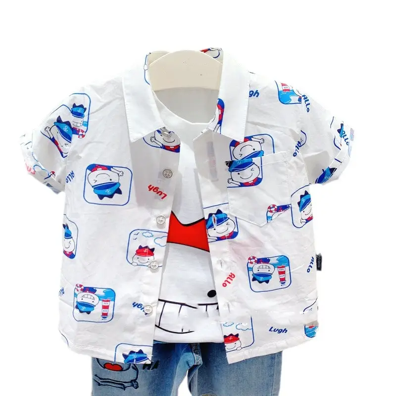 Kids Korean Style Collared White Shirt One Piece Short Sleeve - Image 5