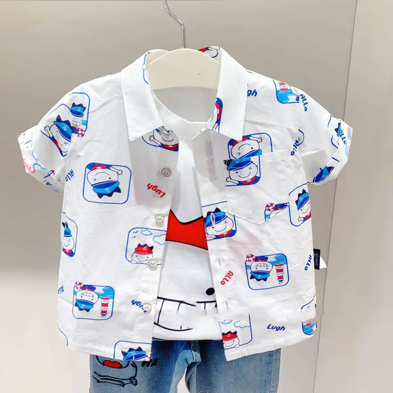 Kids Korean Style Collared White Shirt One Piece Short Sleeve — feature 20