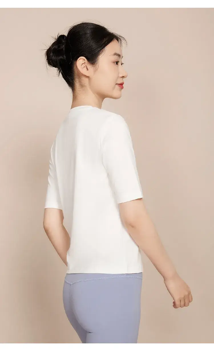 Women Half Sleeve T-Shirt Cotton Moisture Absorbent Spring Summer - Image 2