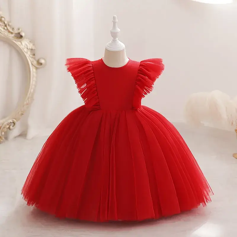 White Flying Sleeve Princess Dress for Girls