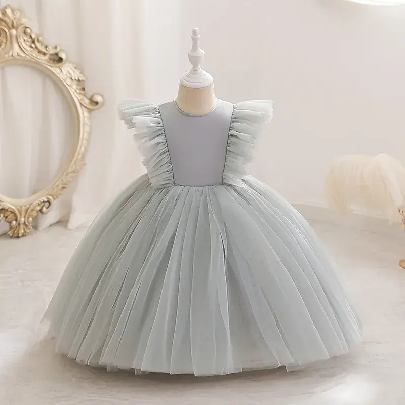 White Flying Sleeve Princess Dress for Girls