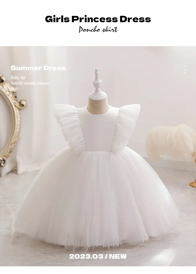 White Flying Sleeve Princess Dress for Girls — feature 1
