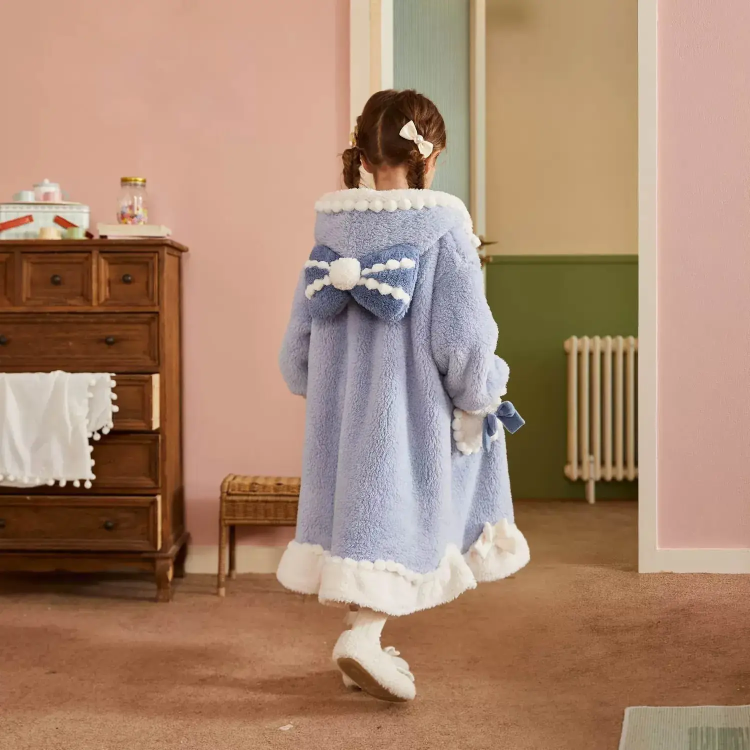 Princess Aisha Fleece Nightgown Purple Autumn Winter - Image 4