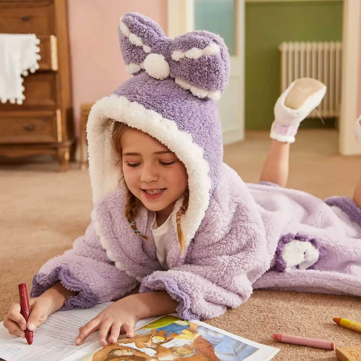 Princess Aisha Fleece Nightgown Purple Autumn Winter - Image 5