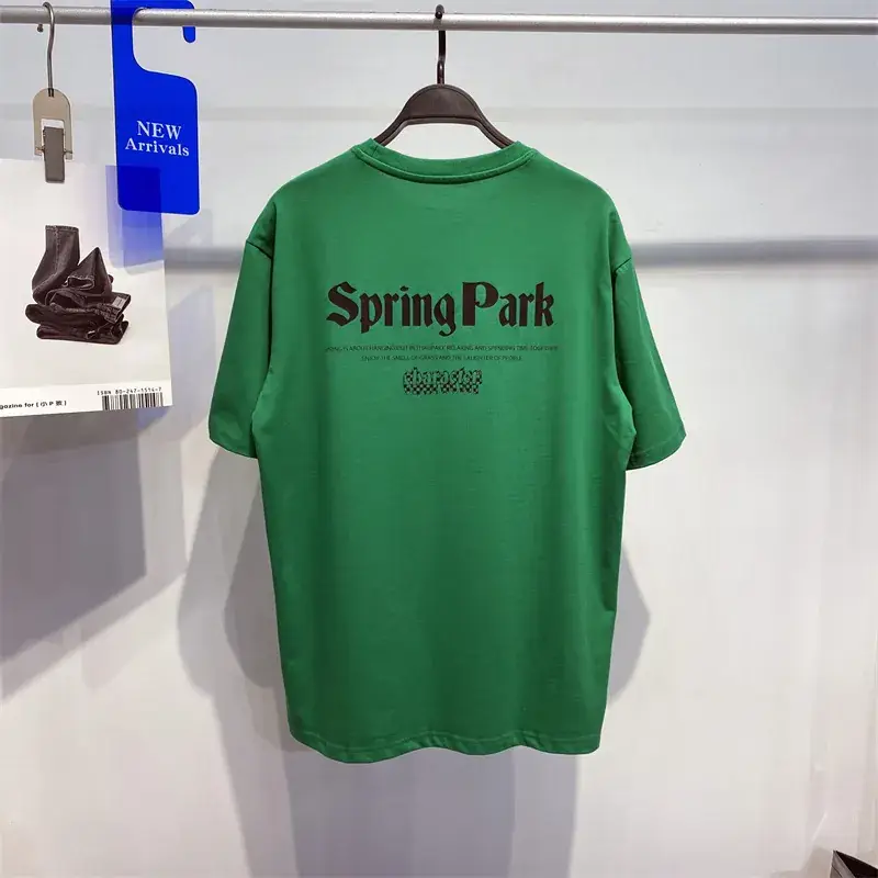 Men Green Printed T-Shirt Spring Park Loose Fit Casual Wear