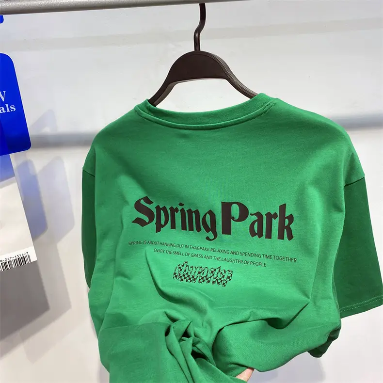 Men Green Printed T-Shirt Spring Park Loose Fit Casual Wear — feature 2