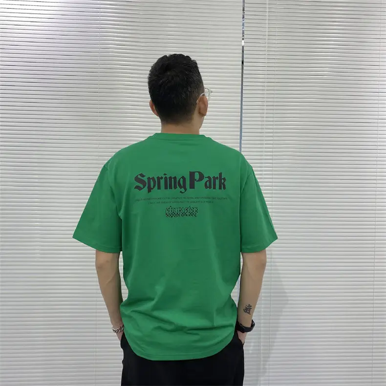 Men Green Printed T-Shirt Spring Park Loose Fit Casual Wear — feature 8