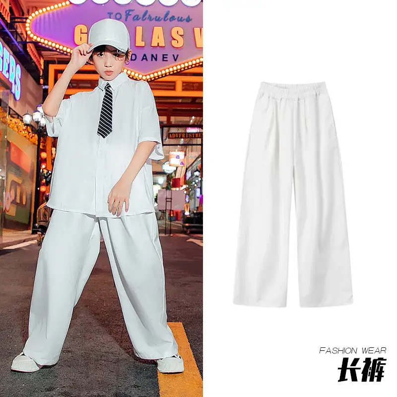 Children's White Hip-Hop Suit for Girls Dance Performance