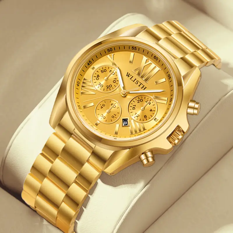 Men's Luminous Steel Band Watch with Cross Strap Design - Image 5