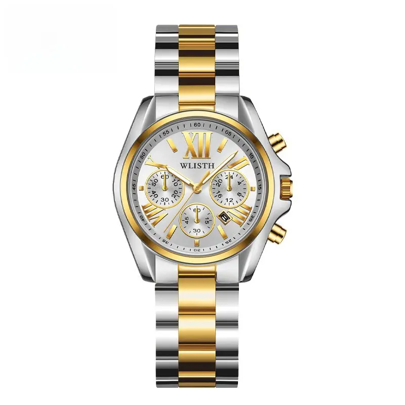 Men's Luminous Steel Band Watch with Cross Strap Design - Image 3