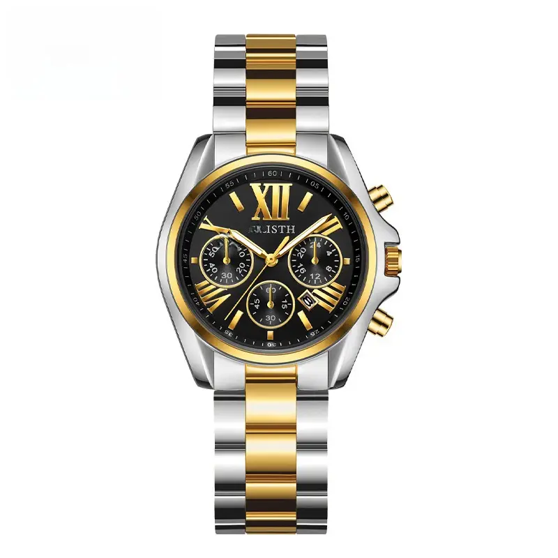 Men's Luminous Steel Band Watch with Cross Strap Design - Image 4
