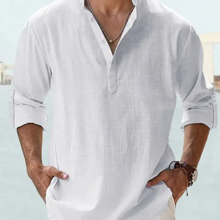 Summer Casual Men's Collar Shirt Large Cotton - Image 14