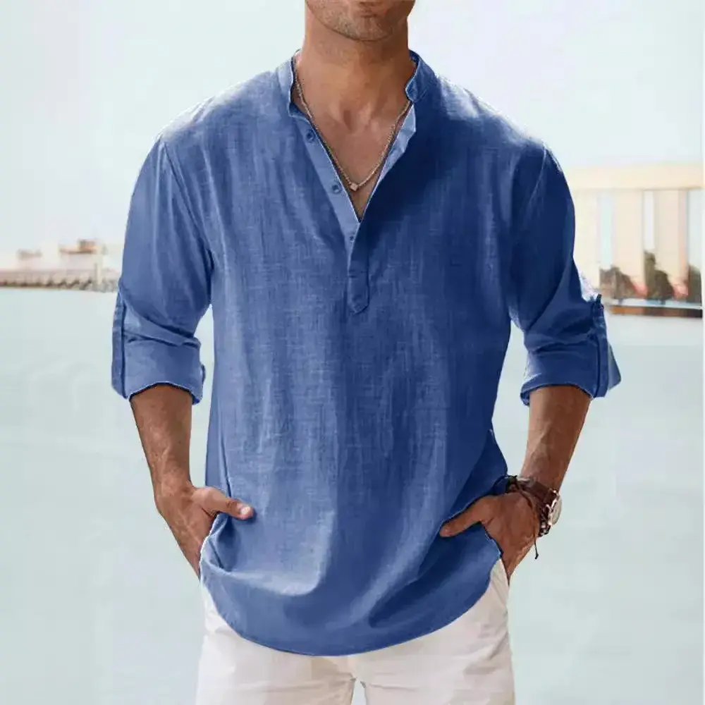 Summer Casual Men's Collar Shirt Large Cotton - Image 15