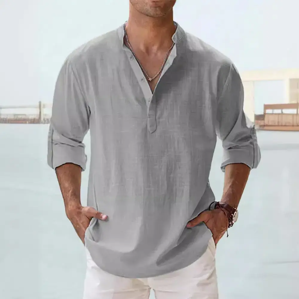 Summer Casual Men's Collar Shirt Large Cotton - Image 16