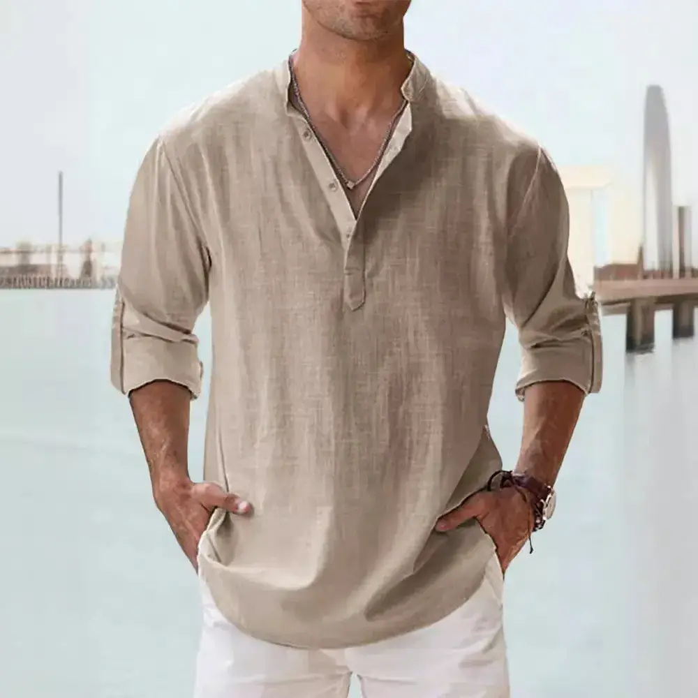 Summer Casual Men's Collar Shirt Large Cotton - Image 17