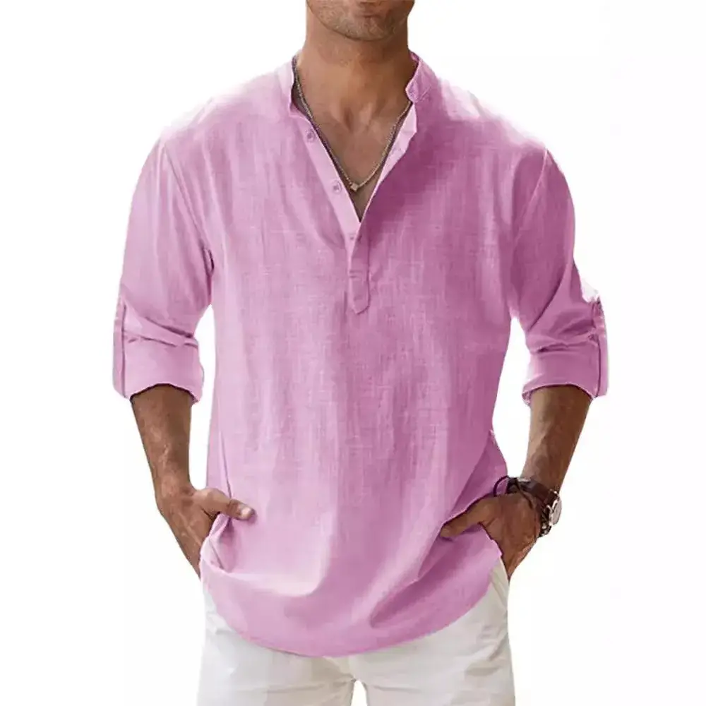 Summer Casual Men's Collar Shirt Large Cotton - Image 18