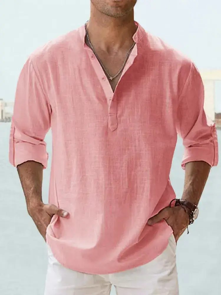 Summer Casual Men's Collar Shirt Large Cotton - Image 13