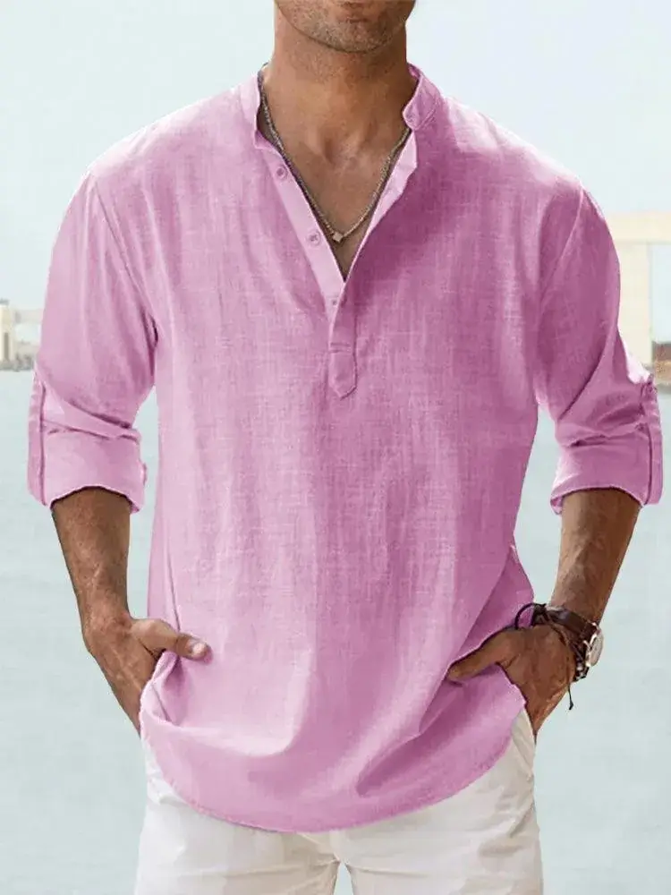 Summer Casual Men's Collar Shirt Large Cotton - Image 3