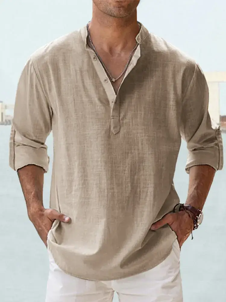 Summer Casual Men's Collar Shirt Large Cotton - Image 4