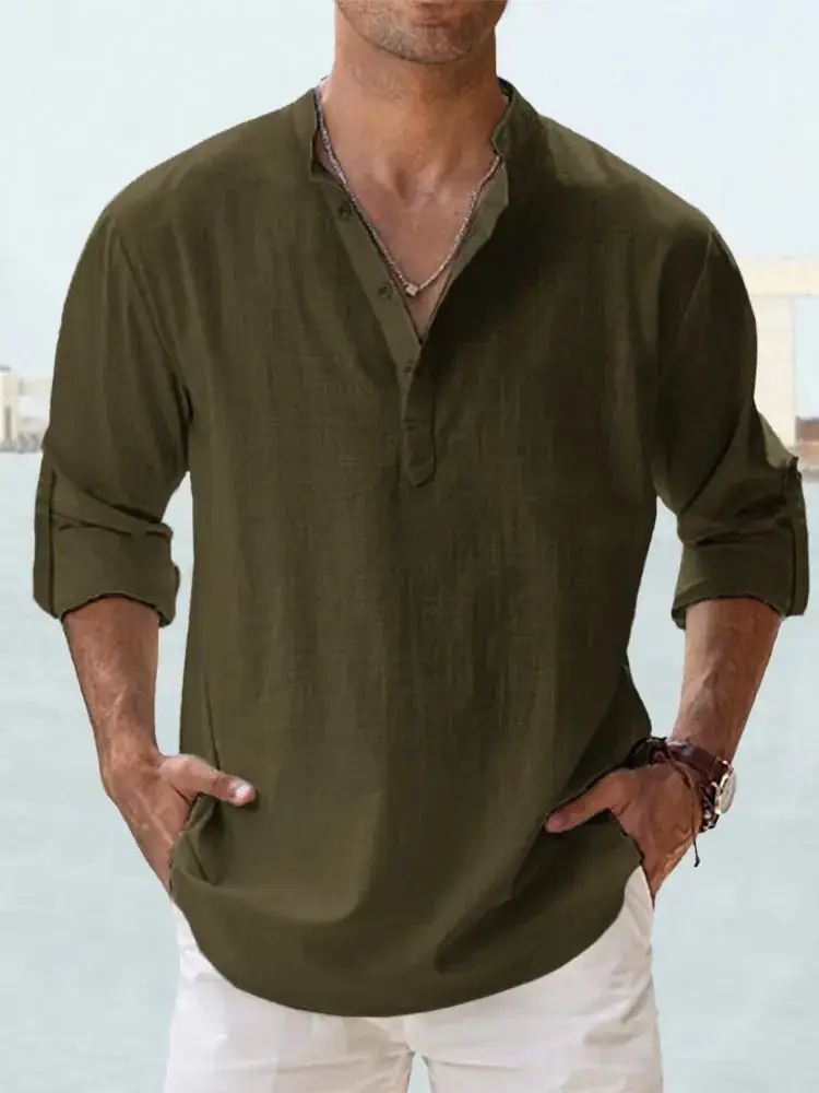 Summer Casual Men's Collar Shirt Large Cotton - Image 5