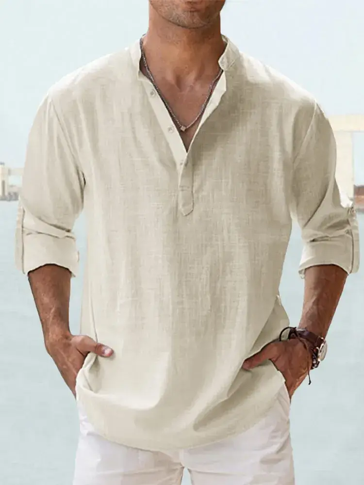 Summer Casual Men's Collar Shirt Large Cotton - Image 6