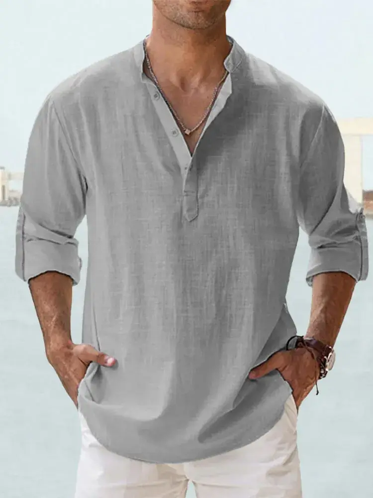 Summer Casual Men's Collar Shirt Large Cotton - Image 9