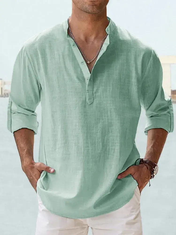 Summer Casual Men's Collar Shirt Large Cotton - Image 10