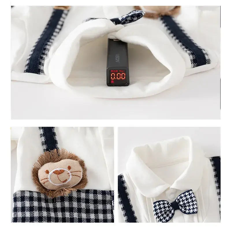Baby Plaid Shorts & White Top Set for Newborn - Image 3