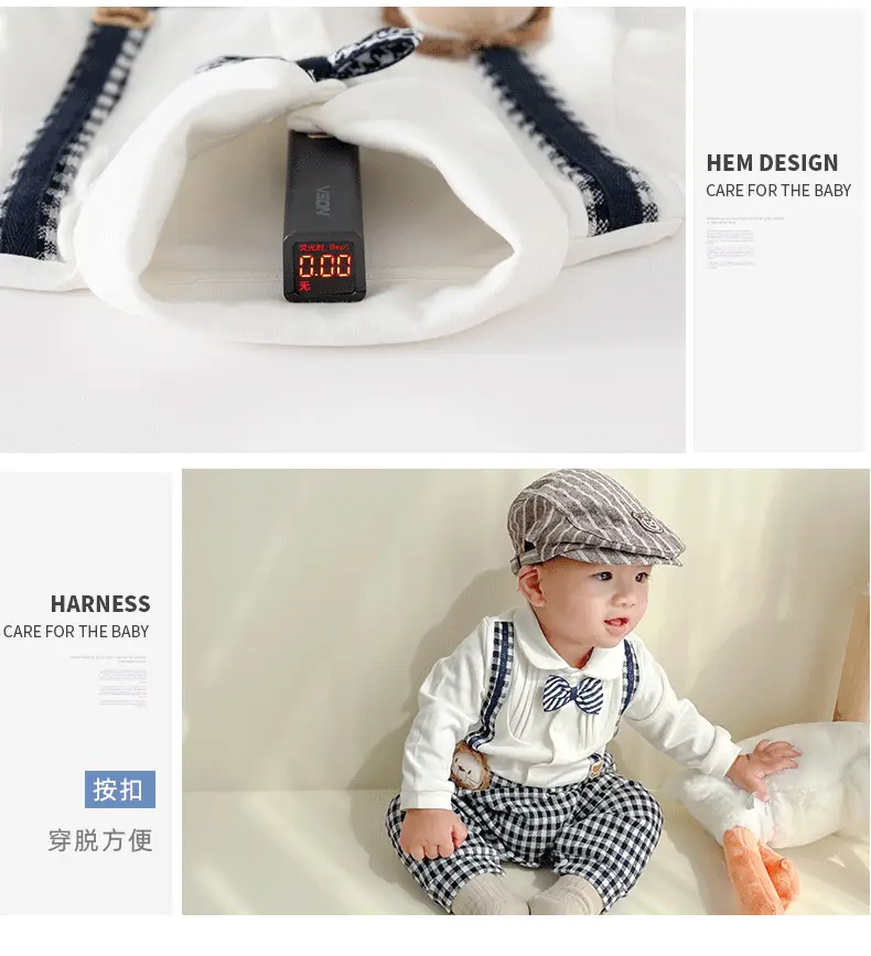 Baby Plaid Shorts & White Top Set for Newborn — feature 9