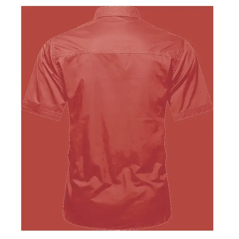 Men's Tan Button Short Sleeve Shirt Large — feature 15