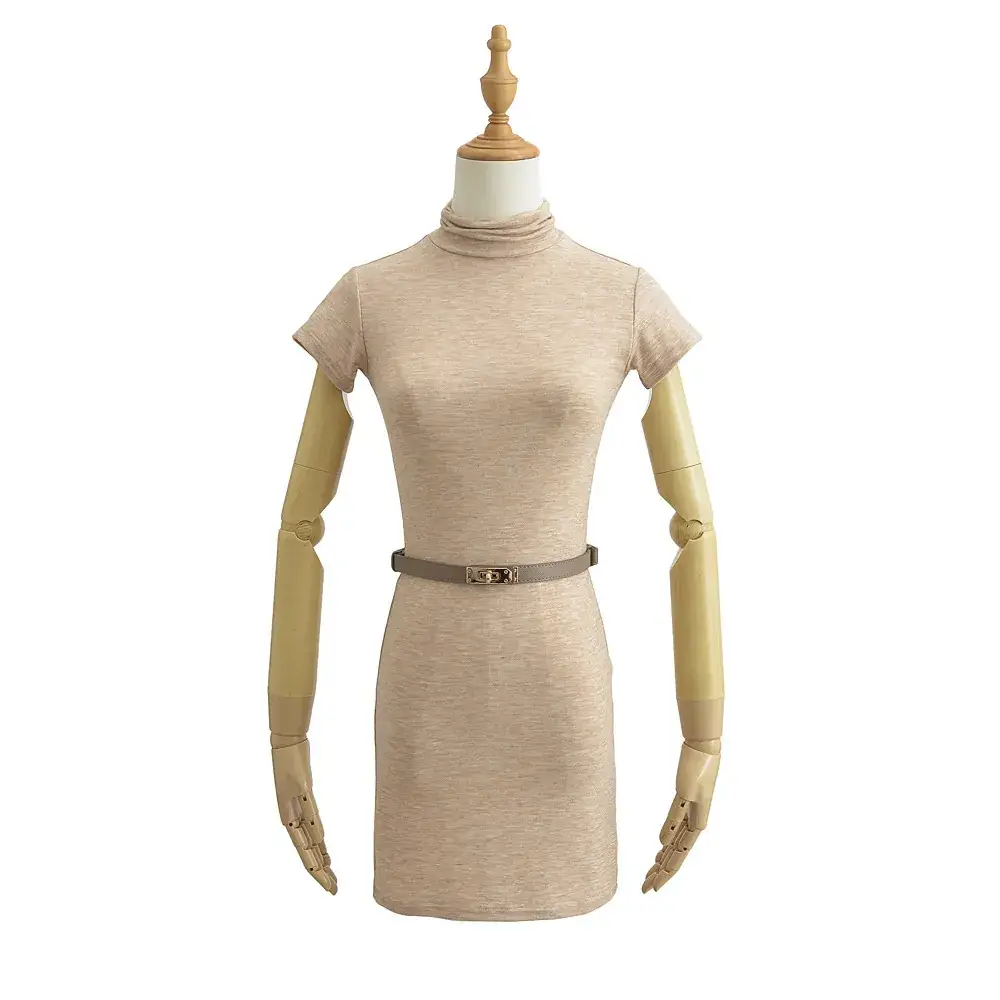 Women's Pink Half-Collar Slimming Hip Skirt Dress