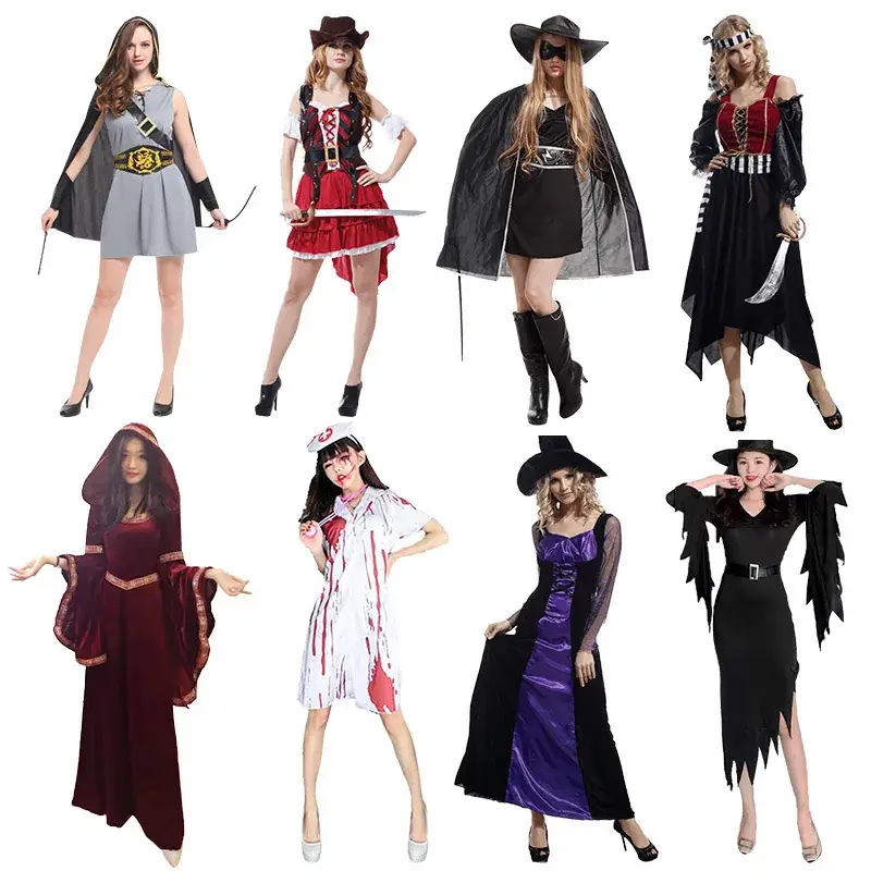 Witch Halloween Costume Little Red Riding Hood Pirate Vampire Adult Female Cos - Image 9