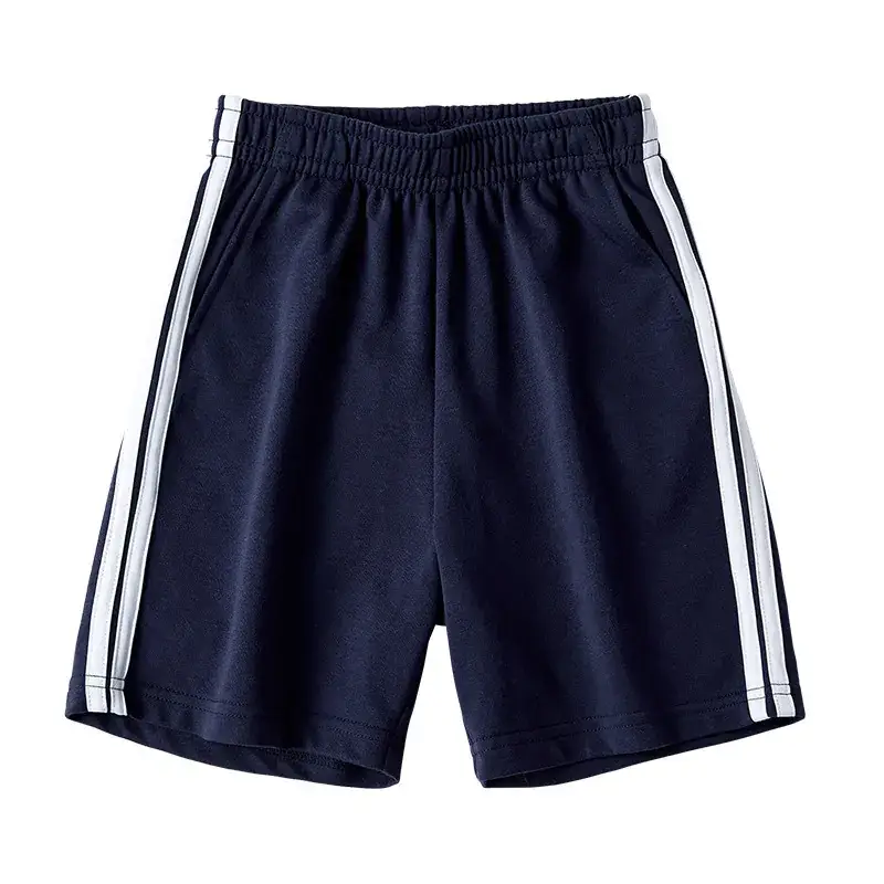 Men Black Two Bar Shorts Summer Sports Pants
