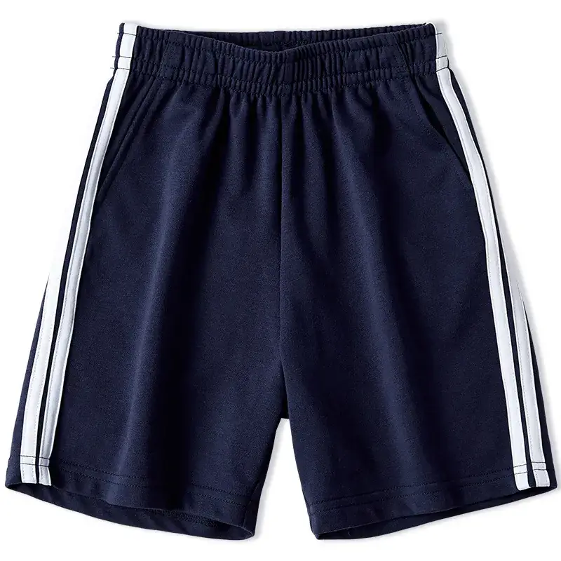Men Black Two Bar Shorts Summer Sports Pants