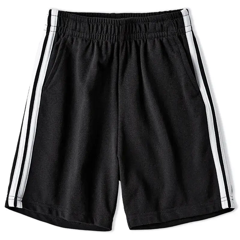 Men Black Two Bar Shorts Summer Sports Pants