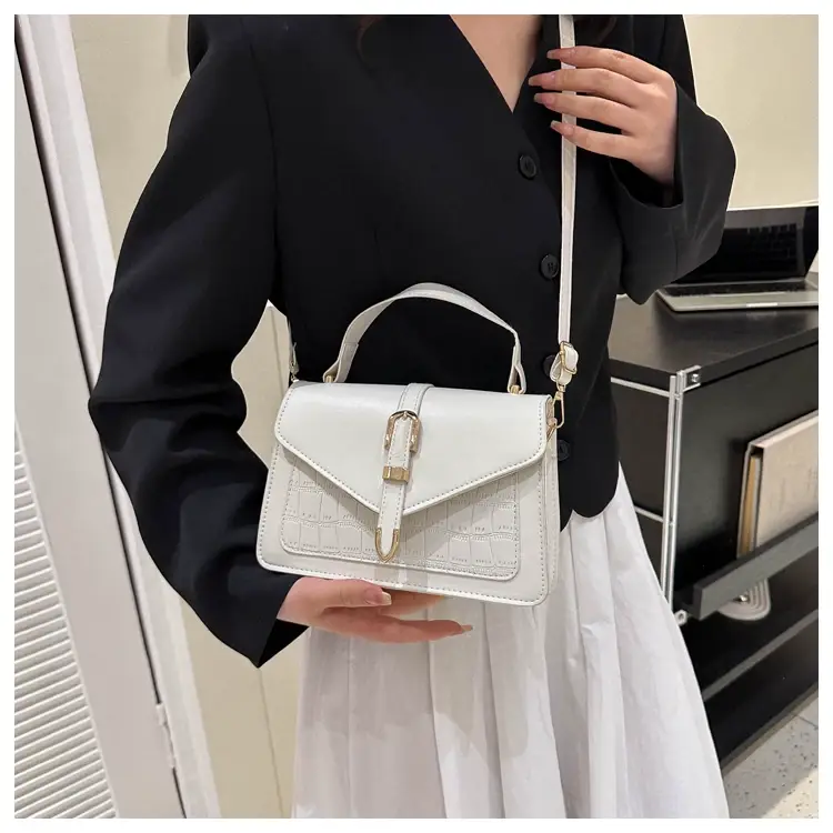 Retro Croc Leather Shoulder Bag Black Women 2026 — feature 22