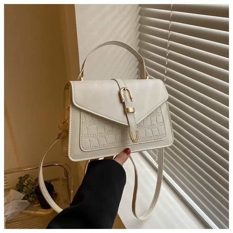 Retro Croc Leather Shoulder Bag Black Women 2026 — feature 34