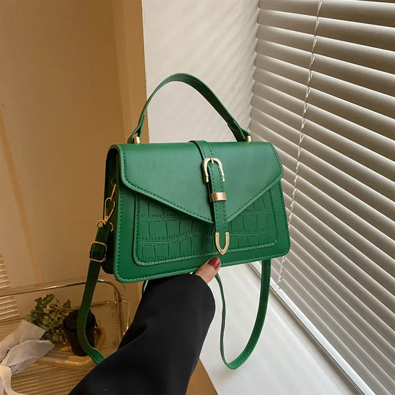 Retro Croc Leather Shoulder Bag Black Women 2026 - Image 2