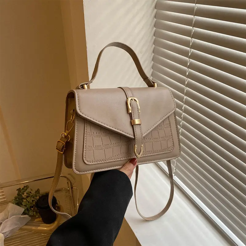 Retro Croc Leather Shoulder Bag Black Women 2026 - Image 4