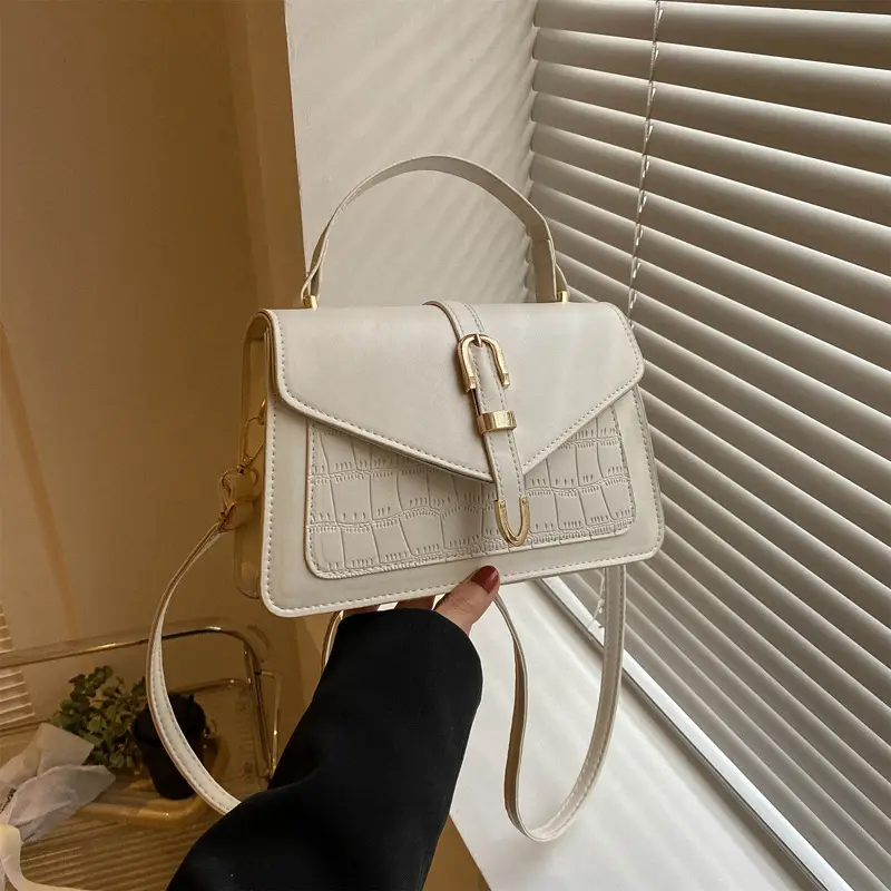 Retro Croc Leather Shoulder Bag Black Women 2026 - Image 5