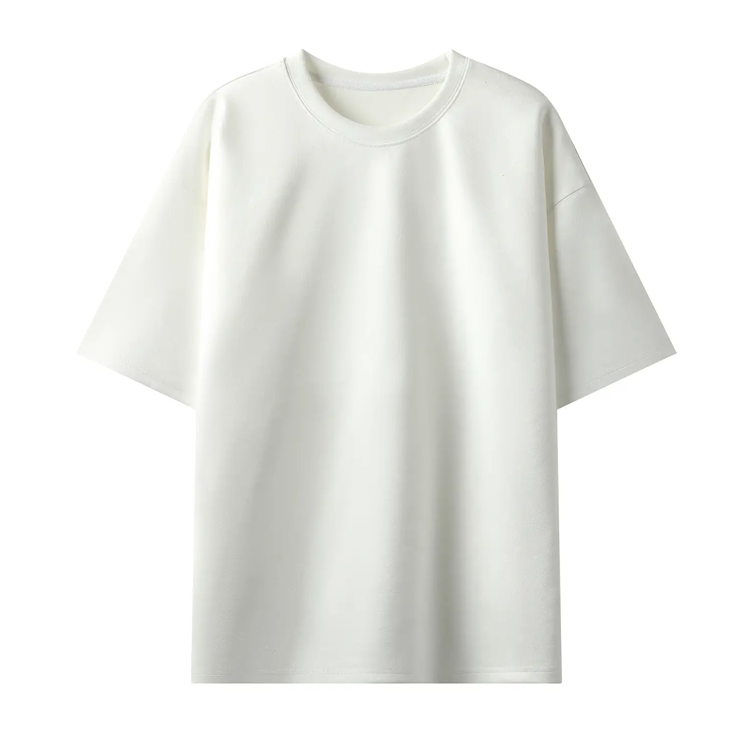 Men Light Plate Deerskin Fleece T-Shirt Short Sleeve Round Neck