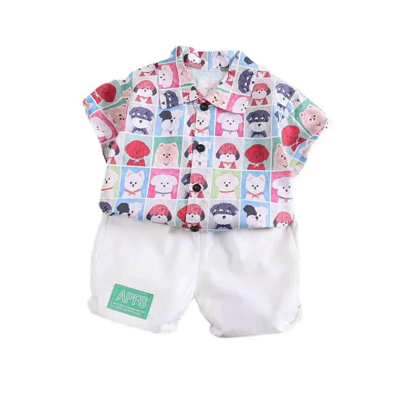 Kids Printed T-Shirt Shorts Set White for Boys - Image 5