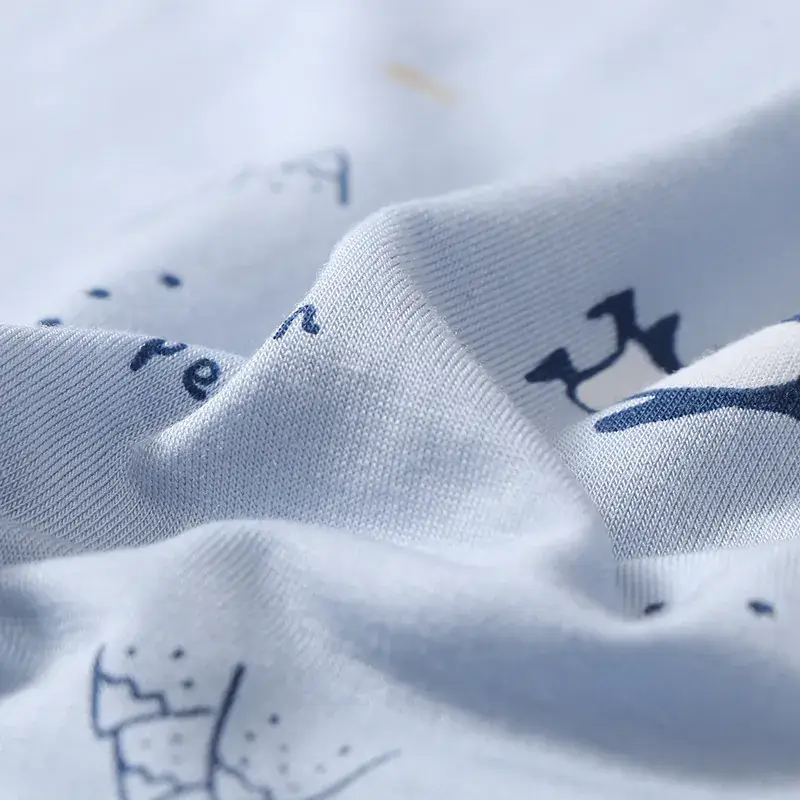 New Boys' Light Blue Penguin Print Pajamas Set