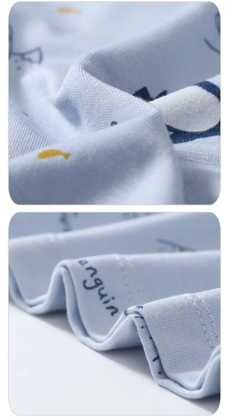 New Boys' Light Blue Penguin Print Pajamas Set — feature 17