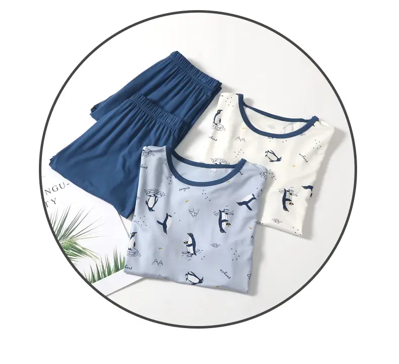 New Boys' Light Blue Penguin Print Pajamas Set — feature 20