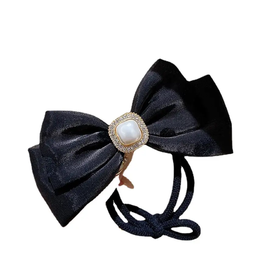 Pink Bowknot Hair Clip with Pearl Centerpiece