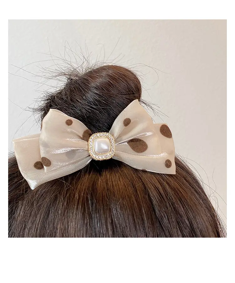 Pink Bowknot Hair Clip with Pearl Centerpiece — feature 42